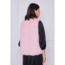 Gilet sans manches en fausse fourrure de coupe droite et encolure en V