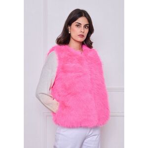 Gilet sans manches en fausse fourrure de coupe droite et encolure en V