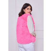 Gilet sans manches en fausse fourrure de coupe droite et encolure en V