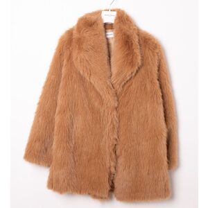 Manteau en fausse fourrure avec poches discrètes intégrées sur les côtés