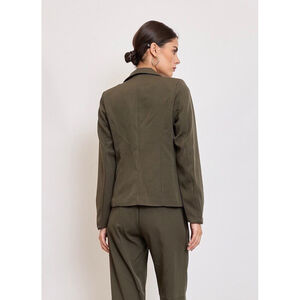 Veste de tailleur cintrée à bouton unique et poches à rabat