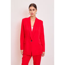 Veste de tailleur cintrée à bouton unique et poches à rabat