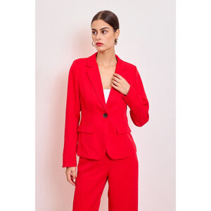 Veste de tailleur cintrée à bouton unique et poches à rabat