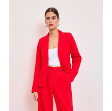 Veste de tailleur cintrée à bouton unique et poches à rabat