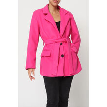 Manteau court ceinturé à la taille avec col à revers et boutons sur l'avant