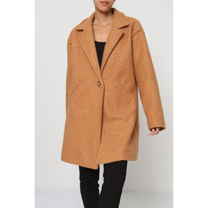 Manteau boutonné en tissu bouclée doté de poches pratiques