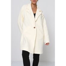 Manteau boutonné en tissu bouclée doté de poches pratiques