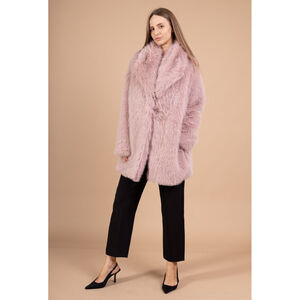 Manteau en fausse fourrure avec poches discrètes intégrées sur les côtés