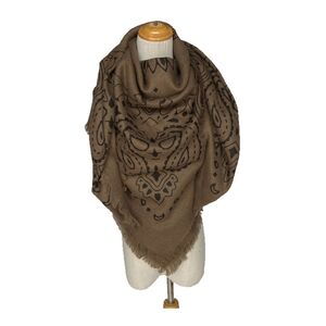 Écharpe en viscose et laine à motif façon paisley et bords effilochés