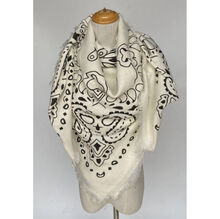 Écharpe en viscose et laine à motif façon paisley et bords effilochés