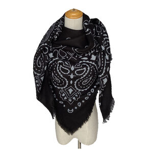 Écharpe en viscose et laine à motif façon paisley et bords effilochés