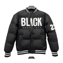 Blouson bomber matelassée "BLACK NEWCITY 1973" et bords-côtes rayés