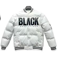 Blouson bomber matelassée "BLACK NEWCITY 1973" et bords-côtes rayés