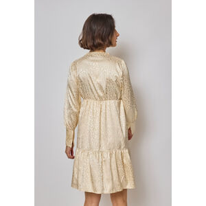 Robe fluide à imprimé léopard avec décolleté en V et volants