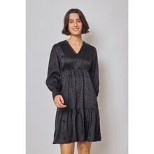 Robe fluide à imprimé léopard avec décolleté en V et volants