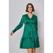 Robe fluide à imprimé léopard avec décolleté en V et volants