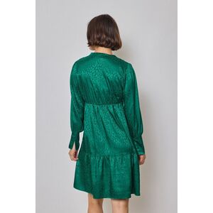 Robe fluide à imprimé léopard avec décolleté en V et volants