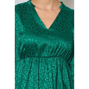 Robe fluide à imprimé léopard avec décolleté en V et volants