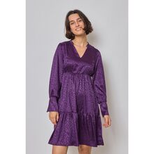 Robe fluide à imprimé léopard avec décolleté en V et volants