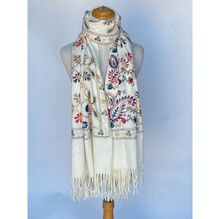 Écharpe épaisse à motif floraux brodés avec des accents de strass