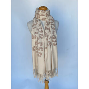 Écharpe épaisse à motif léopard parsemée de strass scintillant