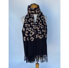 Écharpe épaisse à motif léopard parsemée de strass scintillant