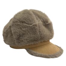 Casquette gavroche chaude en fausse fourrure avec visière - 3 pièces