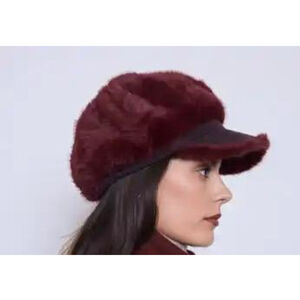 Casquette gavroche chaude en fausse fourrure avec visière - 3 pièces