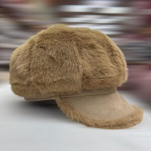 Casquette gavroche chaude en fausse fourrure avec visière - 3 pièces