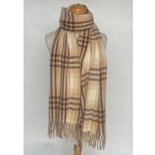 Écharpe plaid classique à carreaux emblématique avec franges épaisses et torsadées