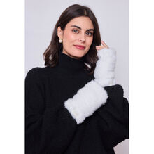 Mitaines en fausse fourrure à écusson "Fashion" décoratif sur le poignet - 12 paires