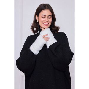 Mitaines en fausse fourrure à écusson "Fashion" décoratif sur le poignet - 12 paires