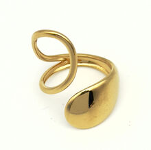 Bague manchette sculpturale en acier inoxydable brillant