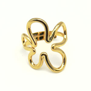 Bague en acier inoxydable à motif floral stylisée de cinq pétales larges