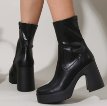 Bottine zippée à talon haut bloc évasé taille 36-41