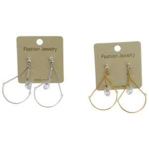 BO120 Boucles d/'Oreilles Demi Cercle Bande Strass Argenté