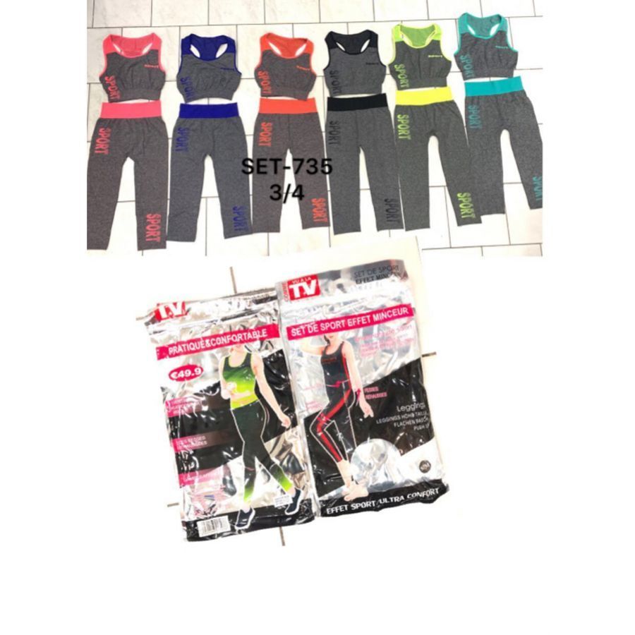Set De Sport Effet Minceur Avec Leggings Courts Vendu Par Lot De 12 Ensembles Ref Bf Set735
