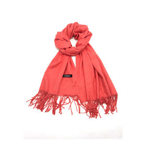 Écharpe rectangulaire unie à extrémités frangées corail