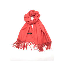 Écharpe rectangulaire unie à extrémités frangées corail