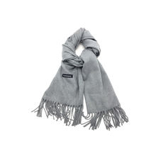 Écharpe rectangulaire unie à extrémités frangées gris clair