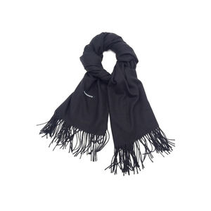 Écharpe rectangulaire unie à extrémités frangées noir