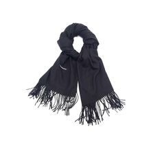 Écharpe rectangulaire unie à extrémités frangées noir