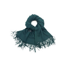 Écharpe rectangulaire unie à extrémités frangées vert bouteille