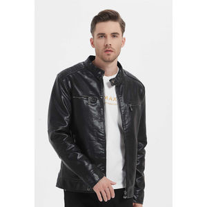 Grossiste de veste légère esprit motard en simili cuir à col