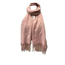 Écharpe laine viscose unie à bords frangés rose