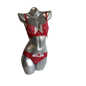 Grossiste d ensemble lingerie dentelle soutien gorge slip rouge blanc pour prix tres attractif REF LZ 220 ROUGE BLANC
