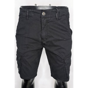 Bermuda cargo en tissu de coton extensible uni noir