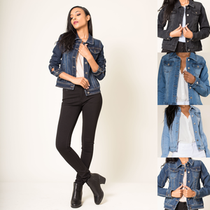 Grossiste de veste en jean bleu avec fermeture à boutons pour