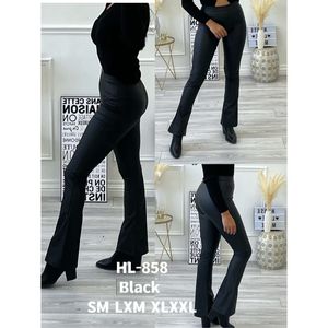 Legging évasé en taille haute stretch fini enduite huilée