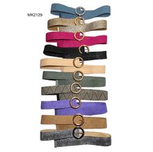 Ceinture en élastique style paille à boucle ardillon ronde - 2 pièces